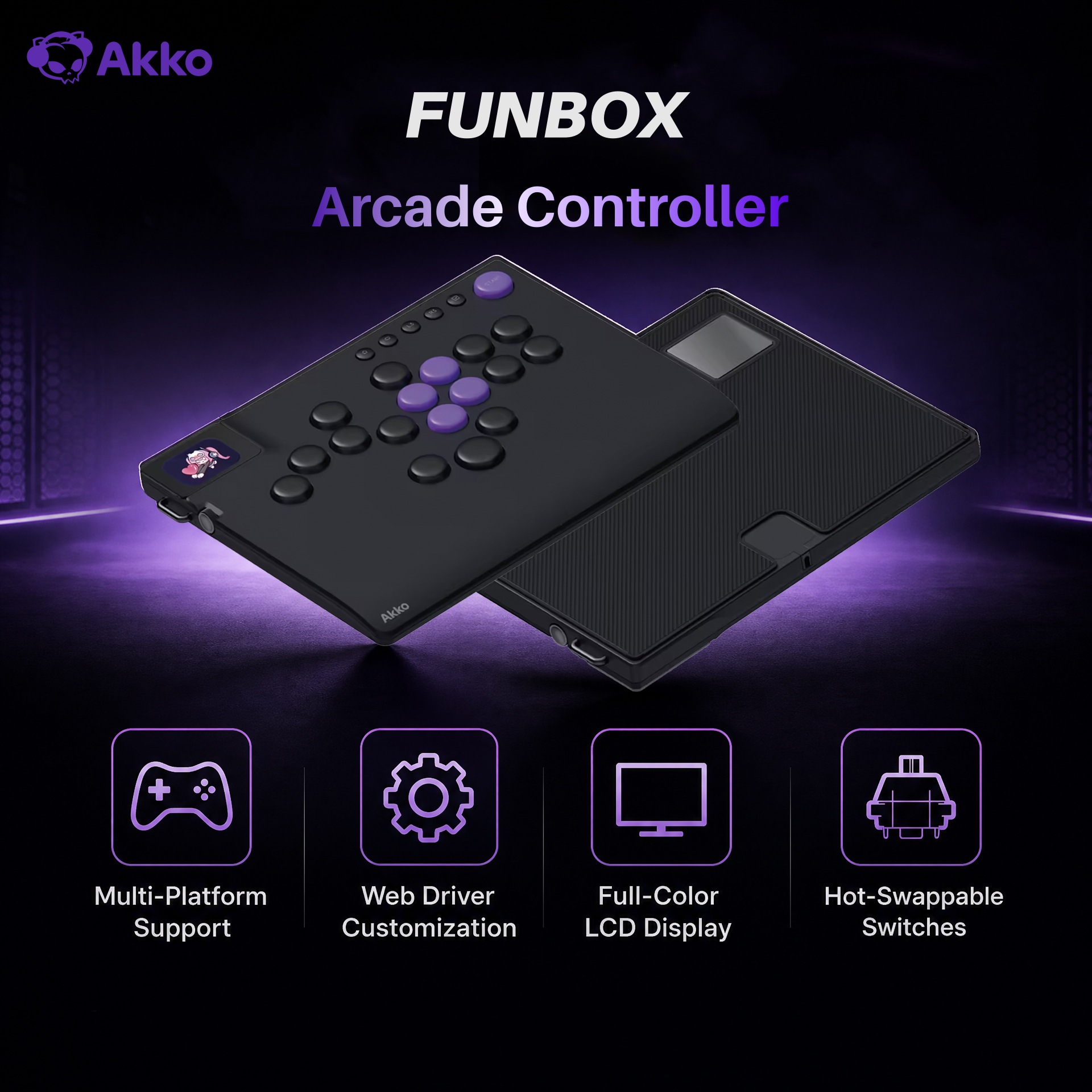 Arcade No - Manette Arcade sans levier Akko FUNBOX,