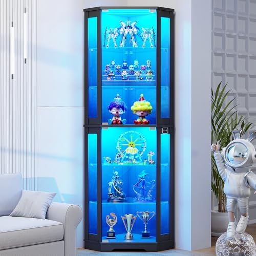 Glass Cabinet Display - Vitrine d'angle de 71 pouces avec